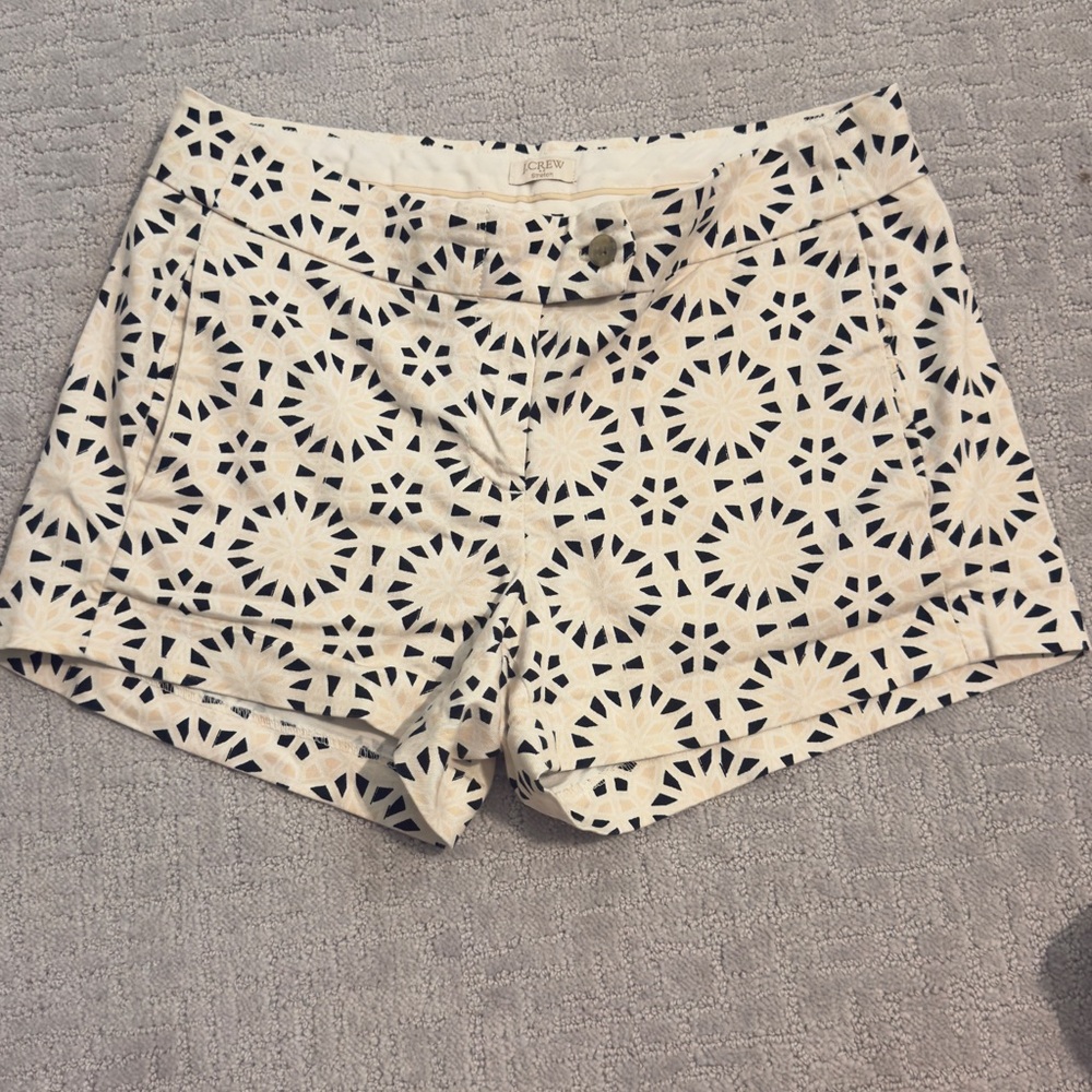 J. Crew Women's Cream & Black patterned Shorts - size 2